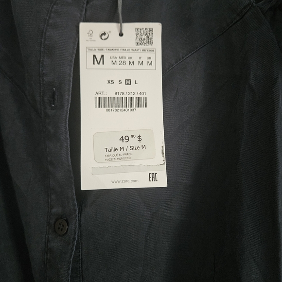 Zara Blue Puff Sleeve Cold Shoulder Mini Dress - Picture 3 of 6